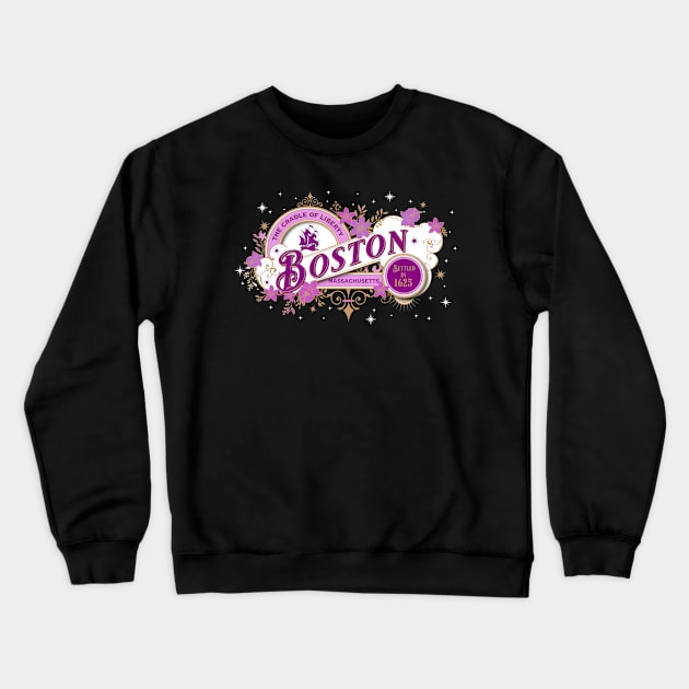 Boston Vintage in Pink Crewneck Sweatshirt by DavidLoblaw